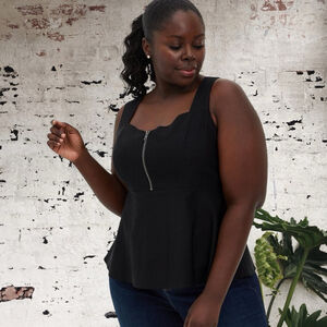 Torrid Black zip up Bengaline corset style peplum sleeveless Top Size 4 X